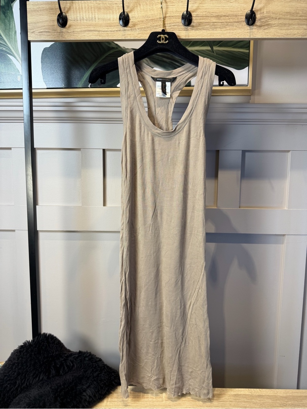 BCBGMaxAzria Taupe Ribbed Racerback Tank Size S - Picture 6 of 6